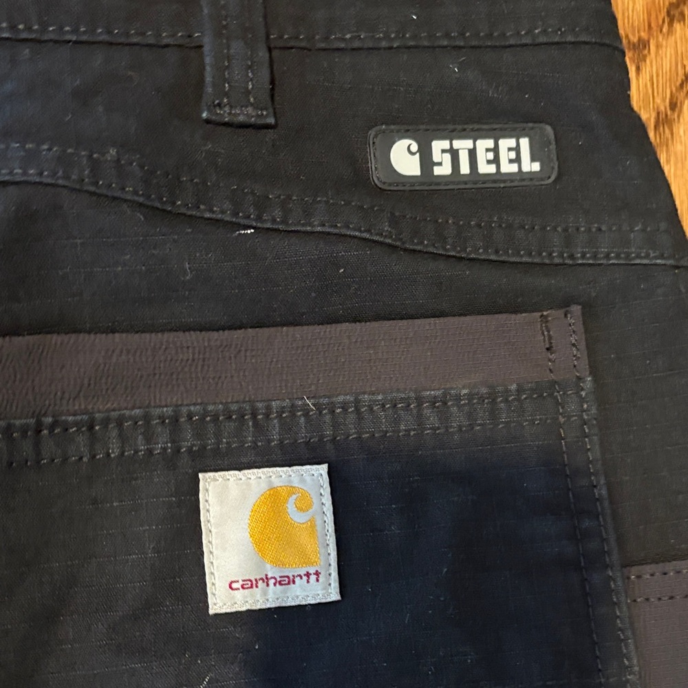Carhartt  Steel Black Men's Cargo Work Pants with Reinforced Knees - Picture 4 of 5